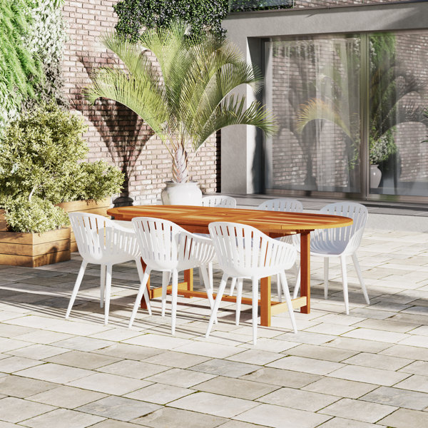 International Home Miami 6 Person Oval Outdoor Dining Set with